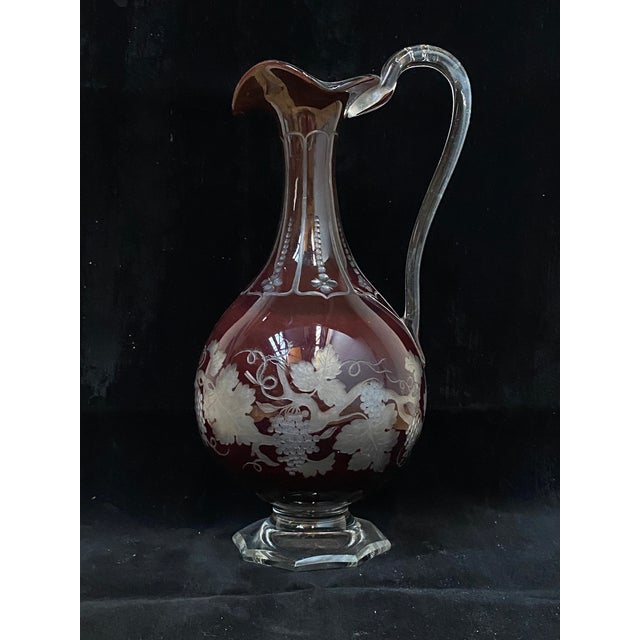 Art Nouveau Bordeaux Red Crystal Decanter, 1910s For Sale - Image 12 of 12