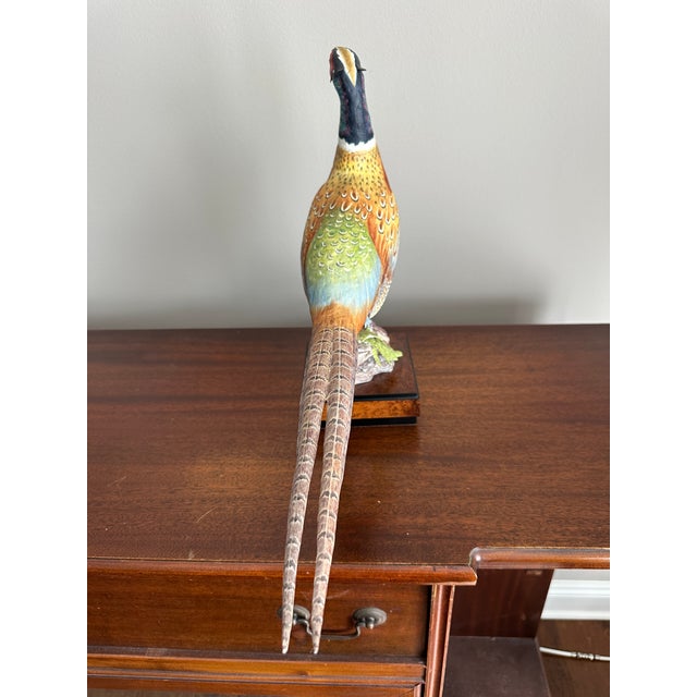 Royal Worcester Vintage 1967 Royal Worcester Ronald Van Ruyckevelt Porcelain Ring Neck Pheasant Sculpture For Sale - Image 4 of 7