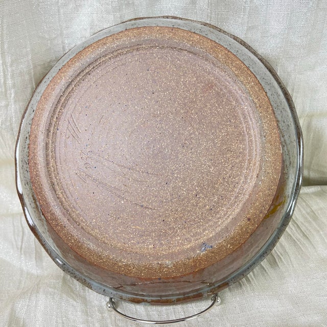 Late 20th Century Late 20th Century Handmade Studio Pottery Pie Dish With Cobalt Floral Motif For Sale - Image 5 of 12