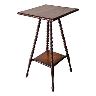 Late 19th-Century Victorian Bobbin-Turned Parlor / Side Table – Tiered Design For Sale