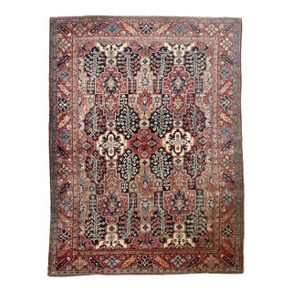 Antique Persian Heriz DREAM in Rare Lattice Design Rug 9.2 x 11.6 For Sale
