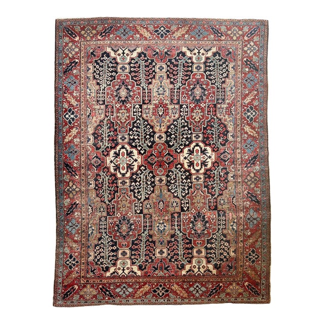 Antique Persian Heriz DREAM in Rare Lattice Design Rug 9.2 x 11.6 For Sale