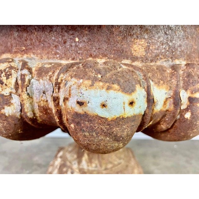 Large Pair of Antique Cast Iron Urn Planters, Europe, Early 20th Century For Sale In Los Angeles - Image 6 of 16