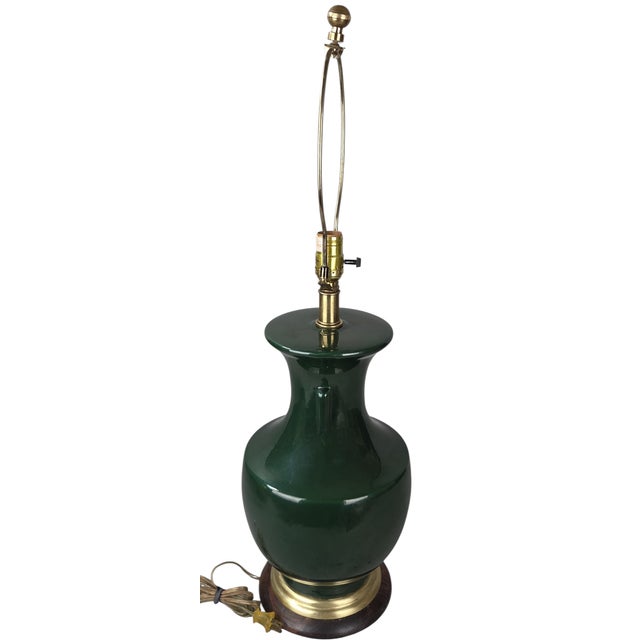 Vintage Mid-Century Modern Frederick Cooper Dark Green Ceramic Table Lamp For Sale In Chicago - Image 6 of 10