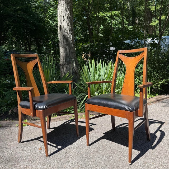 Brown Mid Century Attributed to Kent Coffey Perspecta Dining Set With 6 Chairs and Leaf For Sale - Image 8 of 12