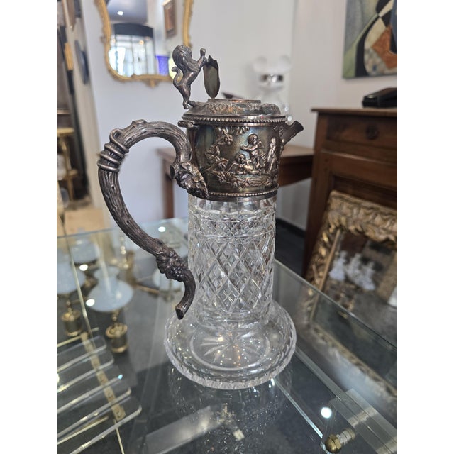 Vintage Cut Crystal and 925/1000 Sterling Silver Wine Decanter by Topázio, 1930s For Sale - Image 14 of 16