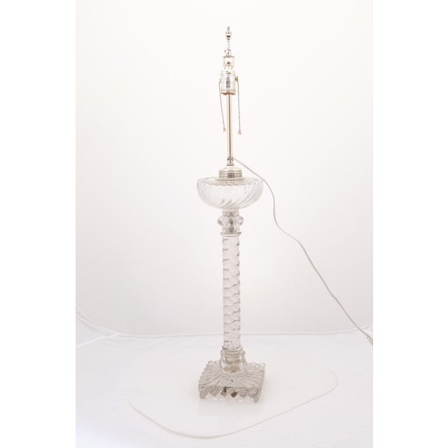 Late 19th Century Large Baccarat Style Oil Lamps With Silver Plate Accents, France - a Pair For Sale - Image 10 of 12