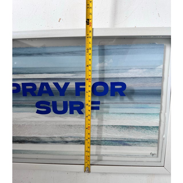 Vintage Pray for Surf Mixed Media Original Artwork - Signed For Sale - Image 9 of 11