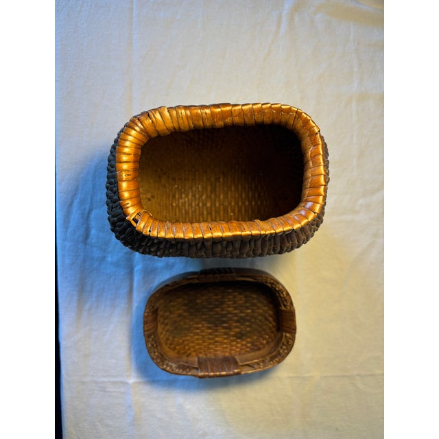Wood Antique Chinese Fishing Basket For Sale - Image 7 of 10