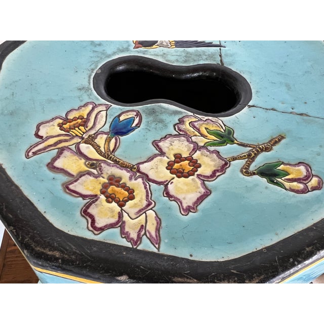 Large Japonist Ceramic Garden Stool attributed to the Longwy School, France, Late 19th Century For Sale - Image 15 of 17