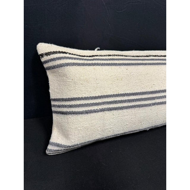 Turkish Hemp Pillow Cushion Natural Beige Gray Cushion Cover 12"x46" #30338 Enhance your home decor with our Kilim Pillow...