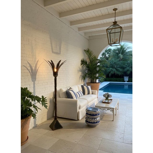 Charcoal Artisan Sculptural Hand-Wrought Iron "Feather" Floor Candle Holder For Sale - Image 8 of 10