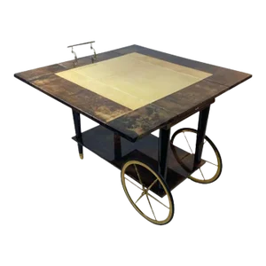 1960s Aldo Tura Two Tone Goatskin Bar Cart