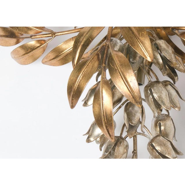 Gilt Metal Palm Tree Wall Sconces and Side Table by Hans Kögl, 1960s, Set of 3 For Sale - Image 10 of 13