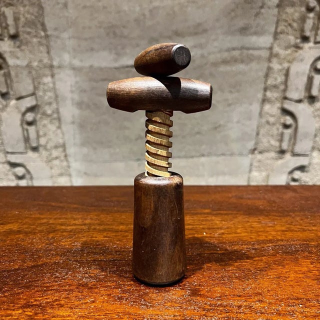 1970s Exotic Wood Wine Bottle Opener & Closer Mexico For Sale - Image 9 of 9