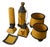 Art Deco Desk Set in Yellow and Black Crackled Ceramic, 1930s, Set of 7 For Sale