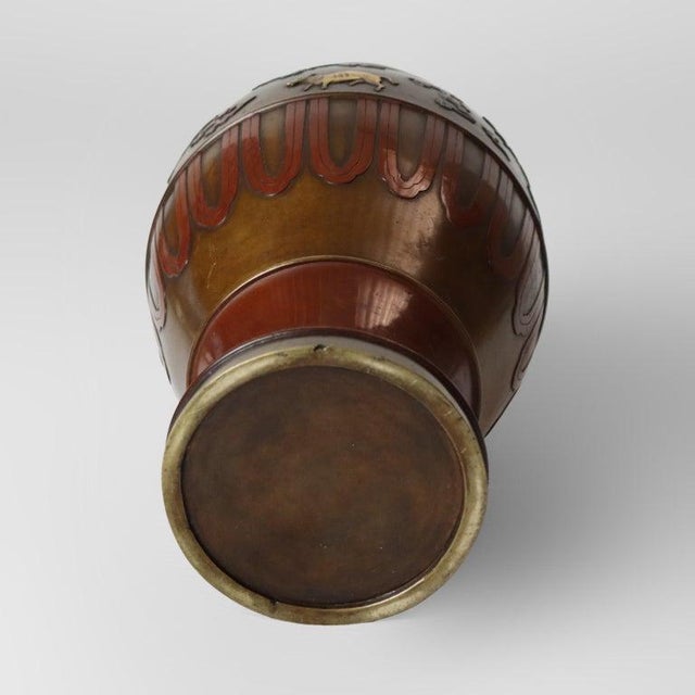 Japanese Meiji Period Mixed Metal & Bronze Vase With Figural Elements C1910 For Sale - Image 6 of 7