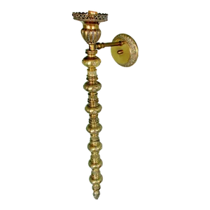 1920s Victorian Tall Gilt Bronze Balustrade Converted Gas Adjustable Wall Lamp Sconce