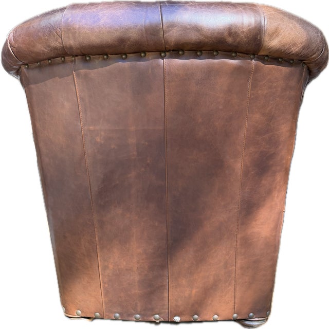 Restoration Hardware Churchill Leather Lounge Chair For Sale - Image 12 of 18