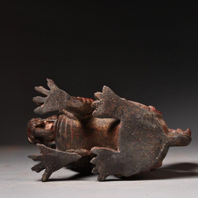 Bronze Gilt Bronze Qilin Statue With Cinnabar Accents For Sale - Image 8 of 10