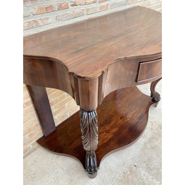 French Carved Wood Console with Drawer, 1890s For Sale - Image 11 of 16