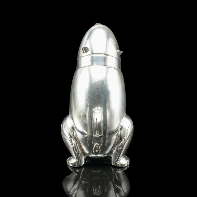 1930s Vintage Polar Bear Cocktail Shaker, American, Silver Plate, Bar Mixer, Art Deco For Sale - Image 5 of 10