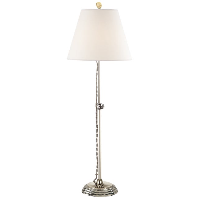 Traditional Suzanne Kasler by Visual Comfort Signature Wyatt Accent Lamp in Polished Nickel with Linen Shade For Sale - Image 3 of 3