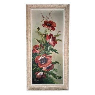 E. Brandt, Coquelicots, 1950s, Oil on Canvas For Sale