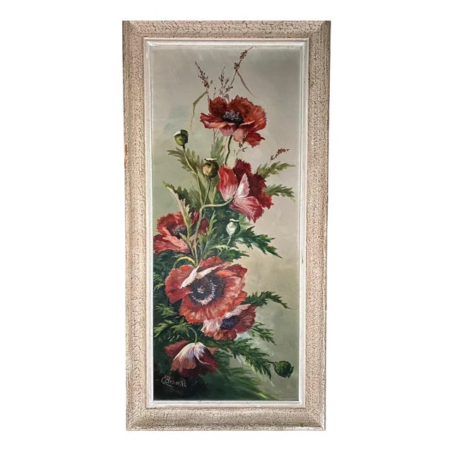 E. Brandt, Coquelicots, 1950s, Oil on Canvas For Sale