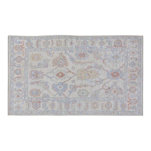 Turkish Oushak Hand Knotted Wool Rug, 3'10"x6'3" For Sale