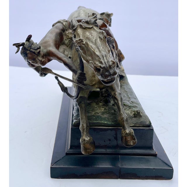 Figurative 1900s “The Cheyenne” Austrian Cold Painted Bronze Sculpture by Carl Kaub For Sale - Image 3 of 12