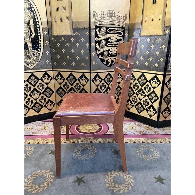 1950s Chairs in Oak and Leather, 1950s, Set of 6 For Sale - Image 5 of 10