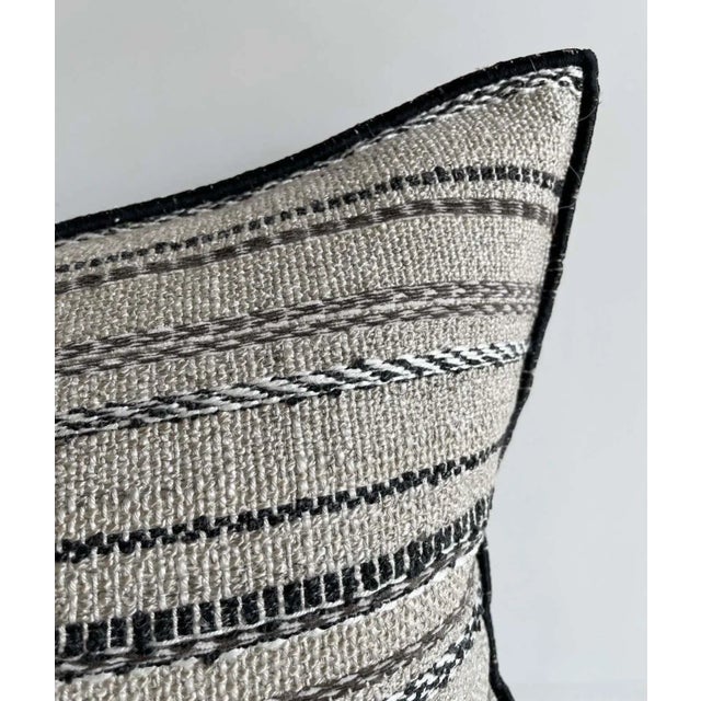 Not Yet Made - Made To Order Custom Embroidered Stripe French Linen and Wool Pillow Cover For Sale - Image 5 of 7