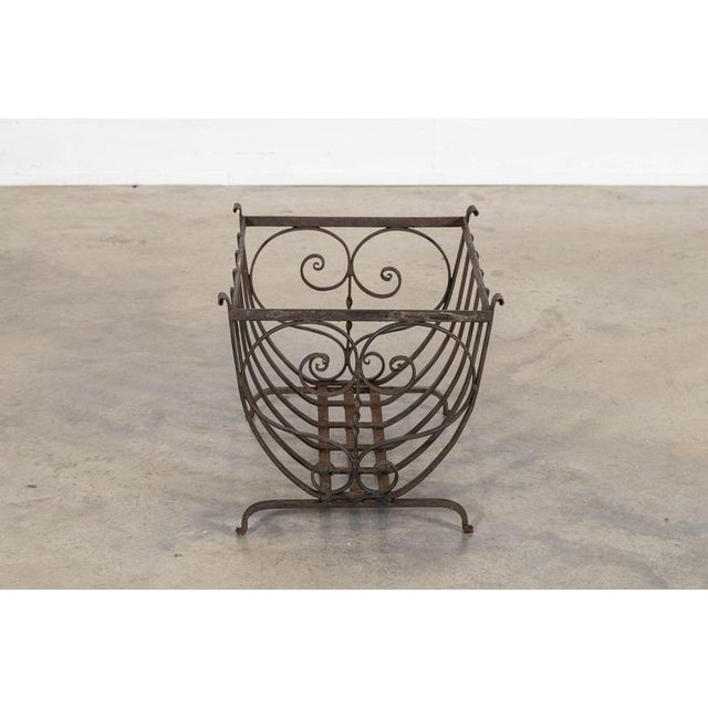 Mid-Century English Brutalist Wrought Iron Log Basket, 1960 For Sale - Image 6 of 13