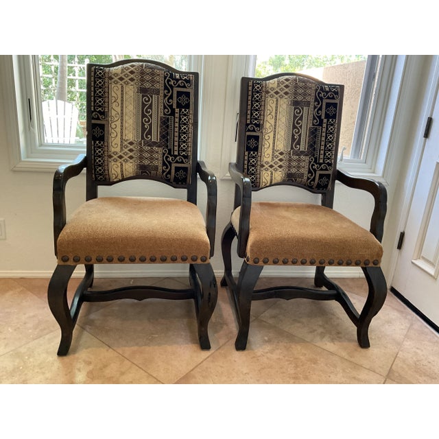 2000 - 2009 Reduced to Sell Custom Oval Dining Set Solid Wood and Natural Granite Inlay With 10 Handcrafted Chairs For Sale - Image 5 of 11