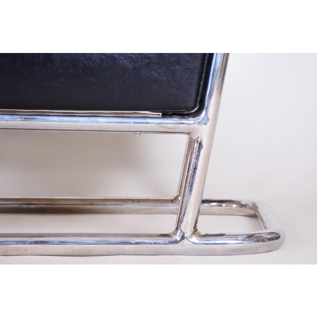 Metal Bauhaus Leather Armchair, Czechia, 1930s For Sale - Image 7 of 13