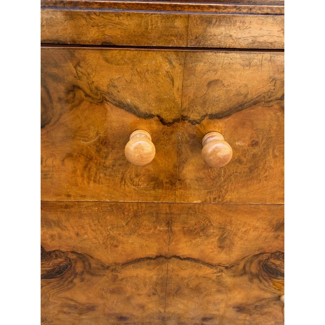 Wood Art Deco Italian Bedside Tables with Marble Top, 1940, Set of 2 For Sale - Image 7 of 10