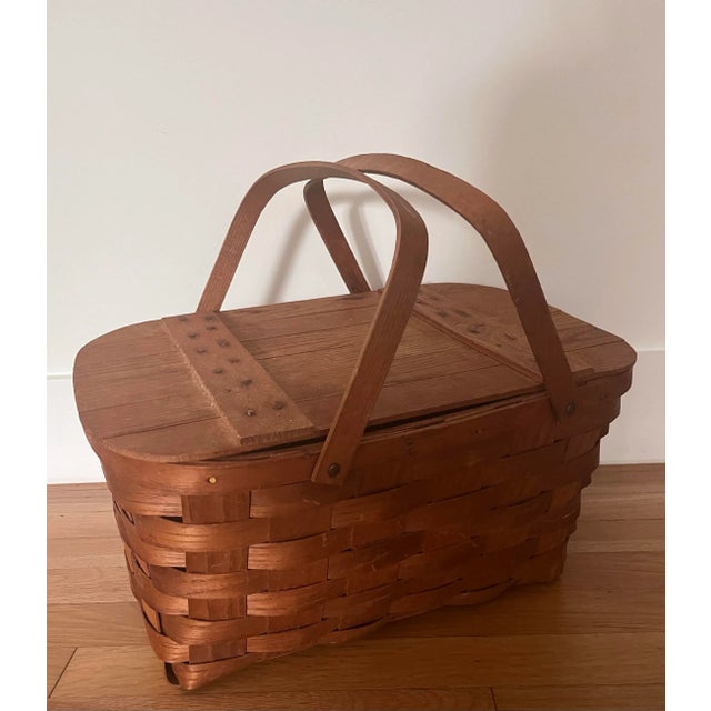 Early 20th Century Vintage Basketville Picnic Basket Made in Putney Vermont For Sale - Image 5 of 12