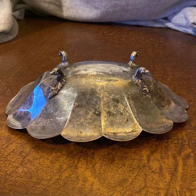 Vintage Reed & Barton Silver-on-Copper Fluted Oval Bowl For Sale - Image 9 of 11