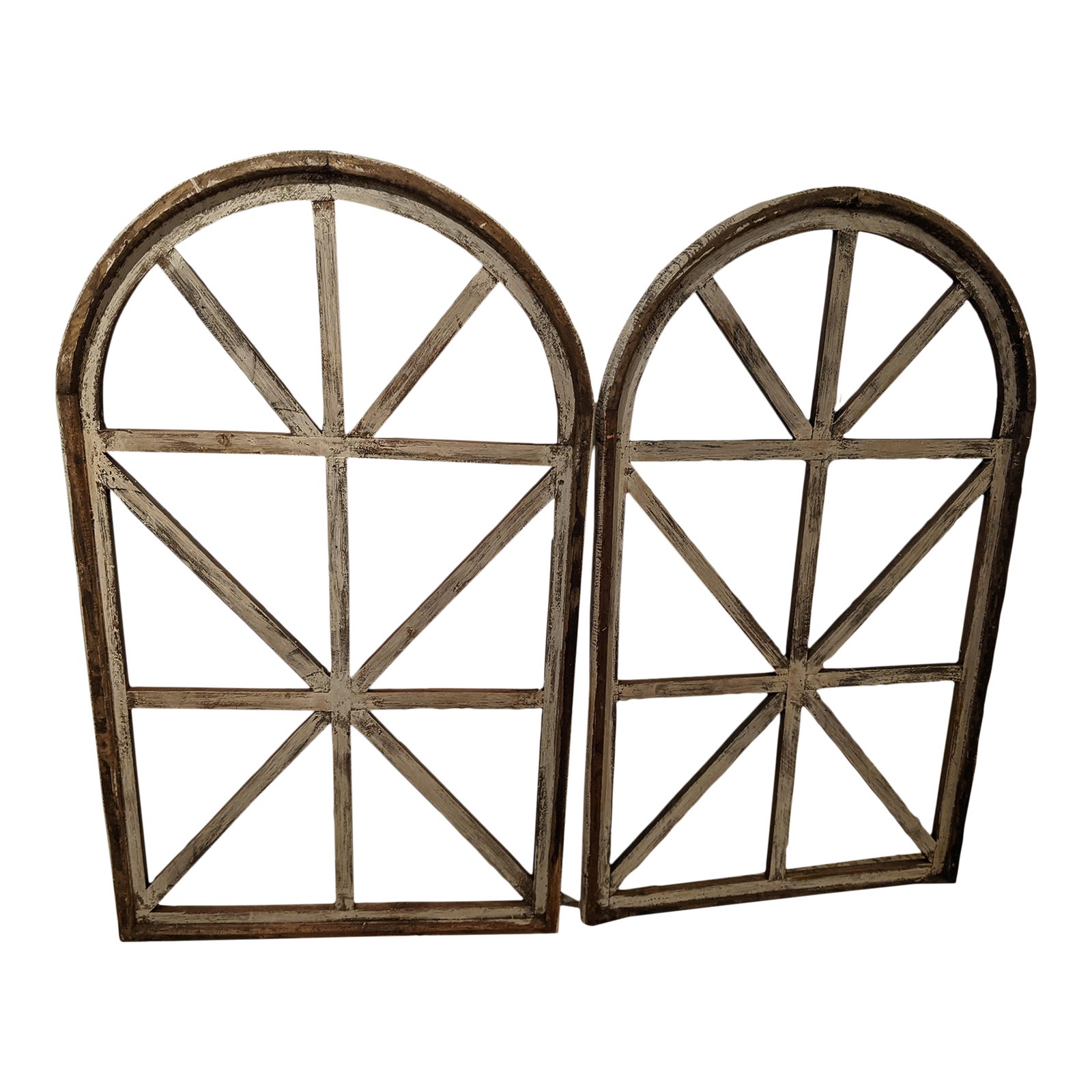 Arched Architectural Distressed Wood Window Frames A Pair Chairish