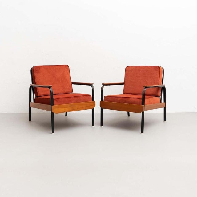 Vintage Easy Chair in the style of Jean Prouvé, 1950s, Set of 2 For Sale - Image 6 of 15