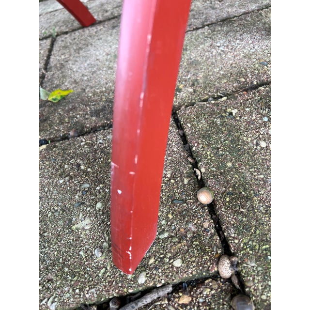 1960s Vintage Scheibe Wooden Folding Luggage Suitcase Rack Stand Tapestry Straps For Sale - Image 4 of 6