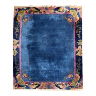 Zabihi Collection Blue Chinese Art Deco Rug For Sale