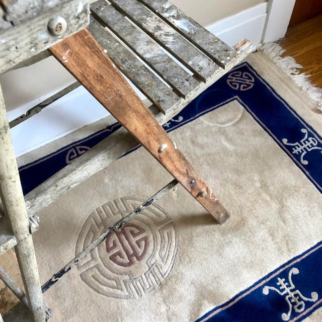 19th Century Distressed Green Paint Step Ladder For Sale - Image 11 of 13