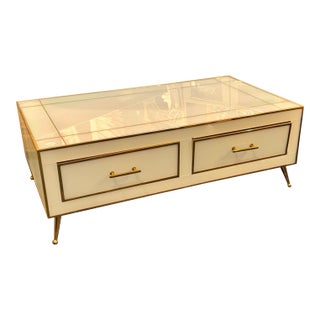 Italian Glass and Brass Coffee Table For Sale