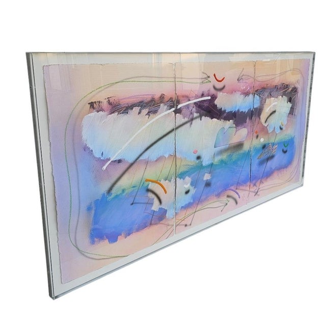 1960s 1960s Mid Century Abstract Art by James Groody Oil on Paper Triptych For Sale - Image 5 of 12