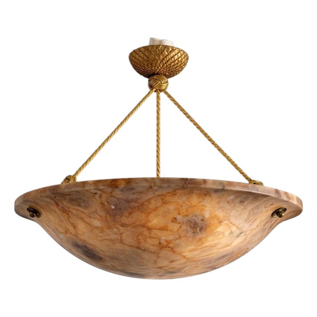 Modern Swedish Art Deco Alabaster Pendant Light, 1940s For Sale