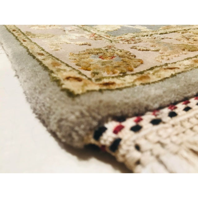 Blue Silk & Wool Handmade Jaipur Carpets, 1984, Set of 2 For Sale - Image 6 of 10