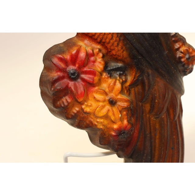 Vintage Hand-Painted Chalkware Bird / Pheasant Wall Sculpture For Sale - Image 13 of 16
