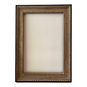 Arts & Crafts Gold & Black Wood Frame, Carved Oak Leaves